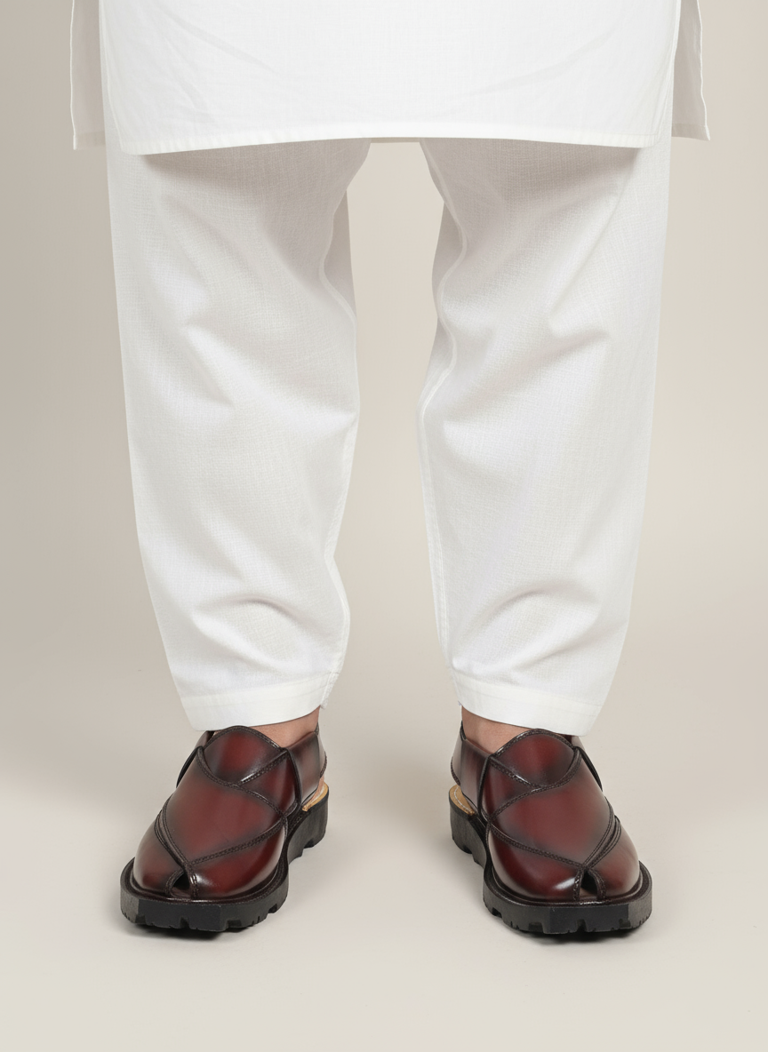 Narozi Hand Made Chappal ( Black/Maroon)